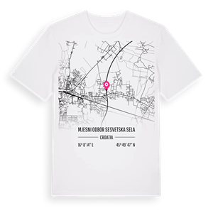 Mjesni odbor Sesvetska Sela karta t-shirt – ekologisk bomull t-shirt från Pinshirt