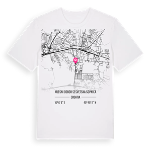 Mjesni odbor Sesvetska Sopnica karta t-shirt – ekologisk bomull t-shirt från Pinshirt