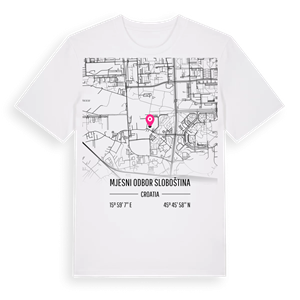 Mjesni odbor Sloboština karta t-shirt – ekologisk bomull t-shirt från Pinshirt