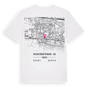 Mjesni odbor Špansko - jug karta t-shirt – ekologisk bomull t-shirt från Pinshirt