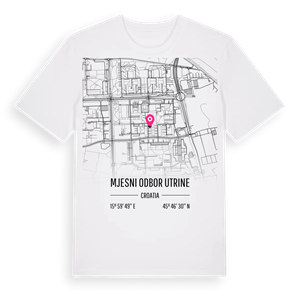 Mjesni odbor Utrine karta t-shirt – ekologisk bomull t-shirt från Pinshirt