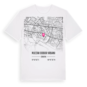 Mjesni odbor Vrbani karta t-shirt – ekologisk bomull t-shirt från Pinshirt