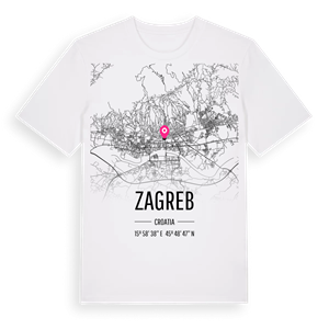 Zagreb karta t-shirt – ekologisk bomull t-shirt från Pinshirt