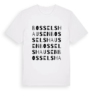 Bosselshausen ordlek t-shirt – ekologisk bomull t-shirt från Pinshirt
