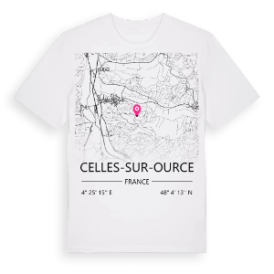 Celles-sur-Ource karta t-shirt – ekologisk bomull t-shirt från Pinshirt
