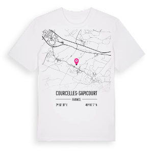 Courcelles-Sapicourt karta t-shirt – ekologisk bomull t-shirt från Pinshirt