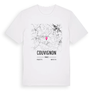 Couvignon karta t-shirt – ekologisk bomull t-shirt från Pinshirt