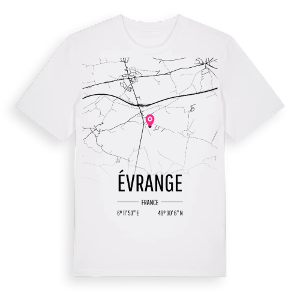Évrange karta t-shirt – ekologisk bomull t-shirt från Pinshirt