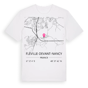 Fléville-devant-Nancy karta t-shirt – ekologisk bomull t-shirt från Pinshirt
