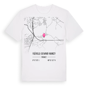 Fléville-devant-Nancy karta t-shirt – ekologisk bomull t-shirt från Pinshirt
