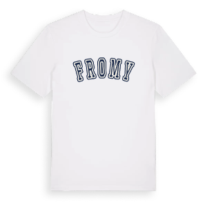 Fromy college t-shirt – ekologisk bomull t-shirt från Pinshirt