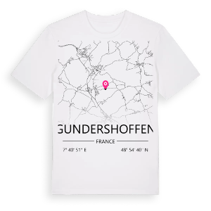 Gundershoffen karta t-shirt – ekologisk bomull t-shirt från Pinshirt
