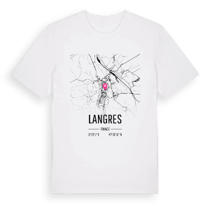 Langres karta t-shirt – ekologisk bomull t-shirt från Pinshirt
