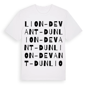 Lion-devant-Dun ordlek t-shirt – ekologisk bomull t-shirt från Pinshirt