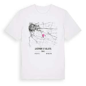 Luxémont-et-Villotte karta t-shirt – ekologisk bomull t-shirt från PinShirt