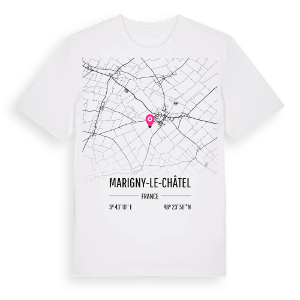Marigny-le-Châtel karta t-shirt – ekologisk bomull t-shirt från Pinshirt