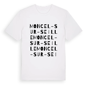 Moncel-sur-Seille ordlek t-shirt – ekologisk bomull t-shirt från Pinshirt
