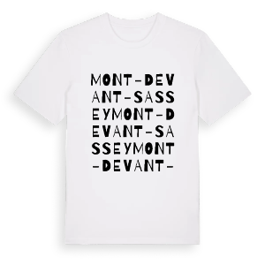 Mont-devant-Sassey ordlek t-shirt – ekologisk bomull t-shirt från Pinshirt