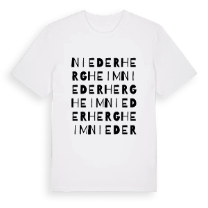 Niederhergheim ordlek t-shirt – ekologisk bomull t-shirt från Pinshirt