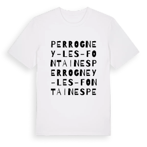 Perrogney-les-Fontaines ordlek t-shirt – ekologisk bomull t-shirt från Pinshirt