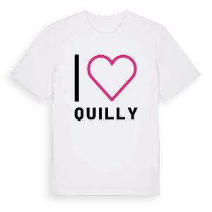 Jag älskar Quilly t-shirt stort tryck – ekologisk bomull t-shirt från Pinshirt