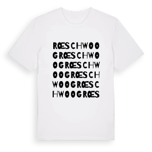 Rœschwoog ordlek t-shirt – ekologisk bomull t-shirt från Pinshirt
