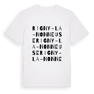 Rigny-la-Nonneuse ordlek t-shirt – ekologisk bomull t-shirt från Pinshirt