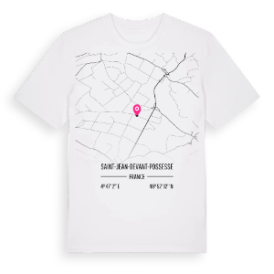 Saint-Jean-devant-Possesse karta t-shirt – ekologisk bomull t-shirt från Pinshirt