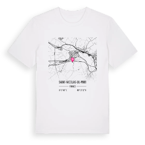 Saint-Nicolas-de-Port karta t-shirt – ekologisk bomull t-shirt från Pinshirt