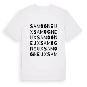 Samogneux ordlek t-shirt – ekologisk bomull t-shirt från Pinshirt