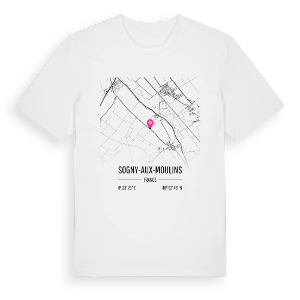 Sogny-aux-Moulins karta t-shirt – ekologisk bomull t-shirt från Pinshirt