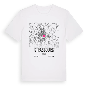 Strasbourg karta t-shirt – ekologisk bomull t-shirt från Pinshirt