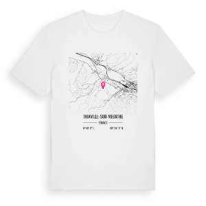 Thiaville-sur-Meurthe karta t-shirt – ekologisk bomull t-shirt från PinShirt