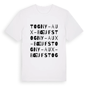 Togny-aux-Bœufs ordlek t-shirt – ekologisk bomull t-shirt från Pinshirt