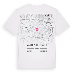 Vannes-le-Châtel karta t-shirt – ekologisk bomull t-shirt från Pinshirt