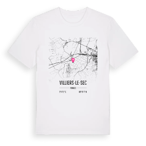 Villiers-le-Sec karta t-shirt – ekologisk bomull t-shirt från Pinshirt