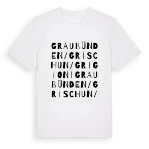 Graubünden/Grischun/Grigioni ordlek t-shirt – ekologisk bomull t-shirt från Pinshirt