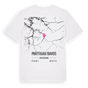 Prättigau/Davos karta t-shirt – ekologisk bomull t-shirt från Pinshirt