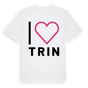 Jag älskar Trin t-shirt stort tryck – ekologisk bomull t-shirt från Pinshirt