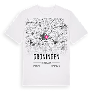 Groningen karta t-shirt – ekologisk bomull t-shirt från Pinshirt