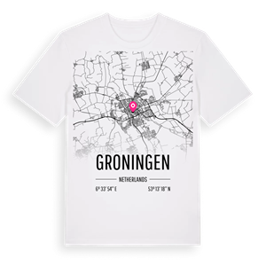 Groningen karta t-shirt – ekologisk bomull t-shirt från Pinshirt