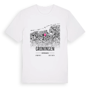 Groningen karta t-shirt – ekologisk bomull t-shirt från Pinshirt