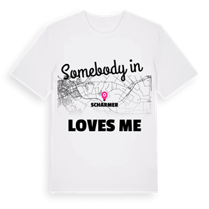 Någon i Scharmer älskar mig t-shirt – ekologisk bomull t-shirt från Pinshirt