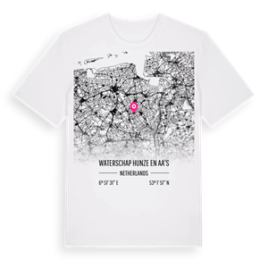 Waterschap Hunze en Aa's karta t-shirt – ekologisk bomull t-shirt från Pinshirt