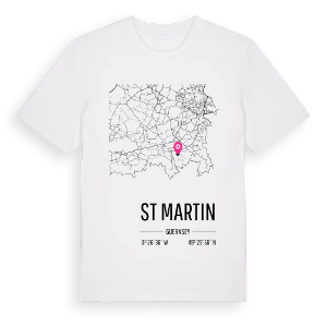 St Martin karta t-shirt – ekologisk bomull t-shirt från Pinshirt