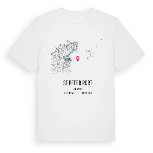 St Peter Port karta t-shirt – ekologisk bomull t-shirt från Pinshirt