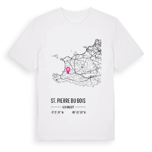 St. Pierre du Bois karta t-shirt – ekologisk bomull t-shirt från Pinshirt