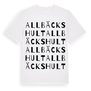 Allbäckshult ordlek t-shirt – ekologisk bomull t-shirt från Pinshirt