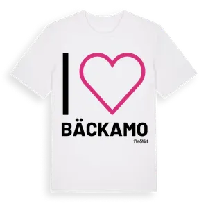 Jag älskar Bäckamo t-shirt stort tryck – ekologisk bomull t-shirt från Pinshirt