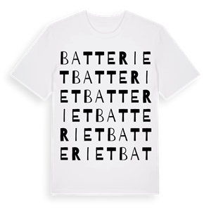 Batteriet ordlek t-shirt – ekologisk bomull t-shirt från Pinshirt